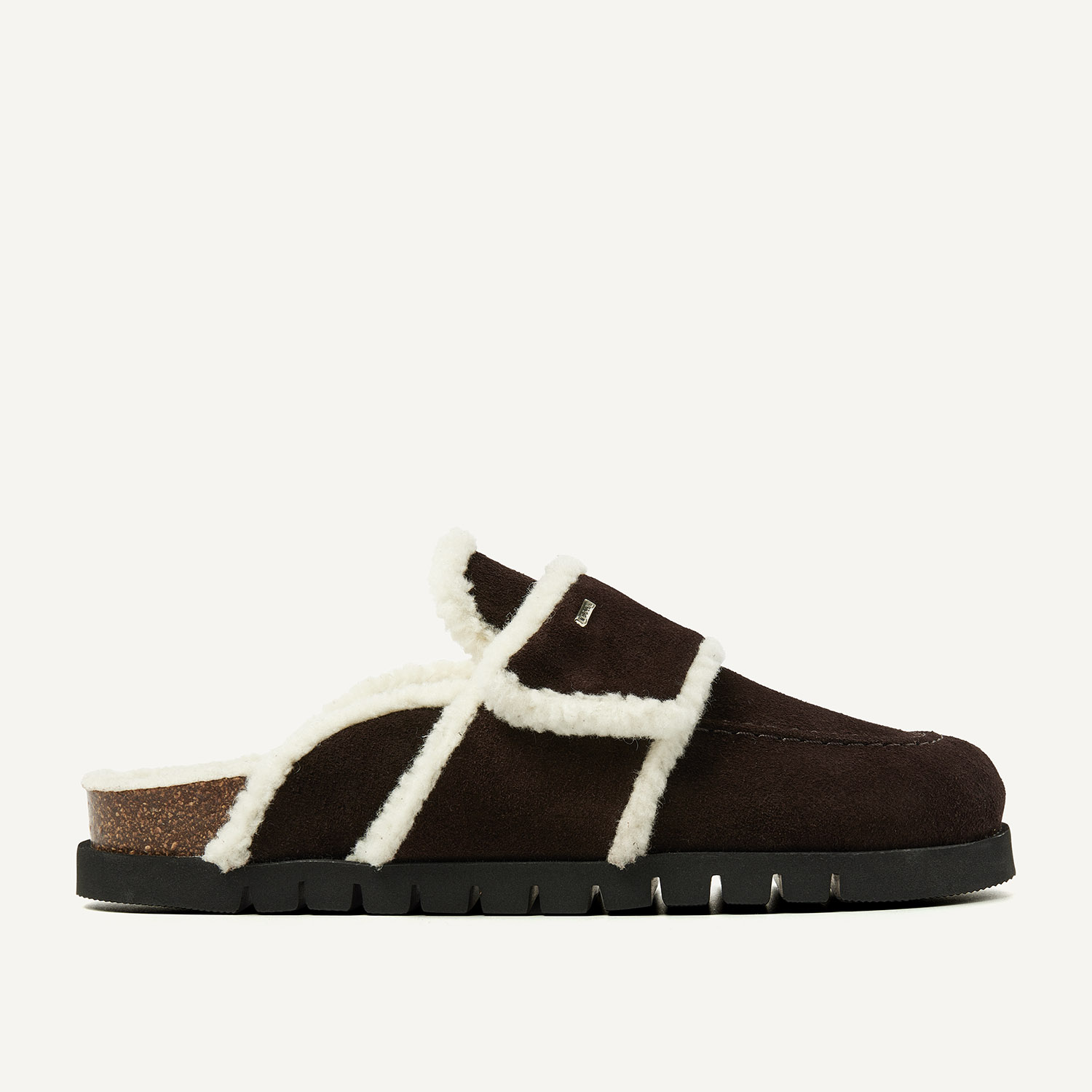 Teddy Fur | Dark Brown Suede Slippers for Women