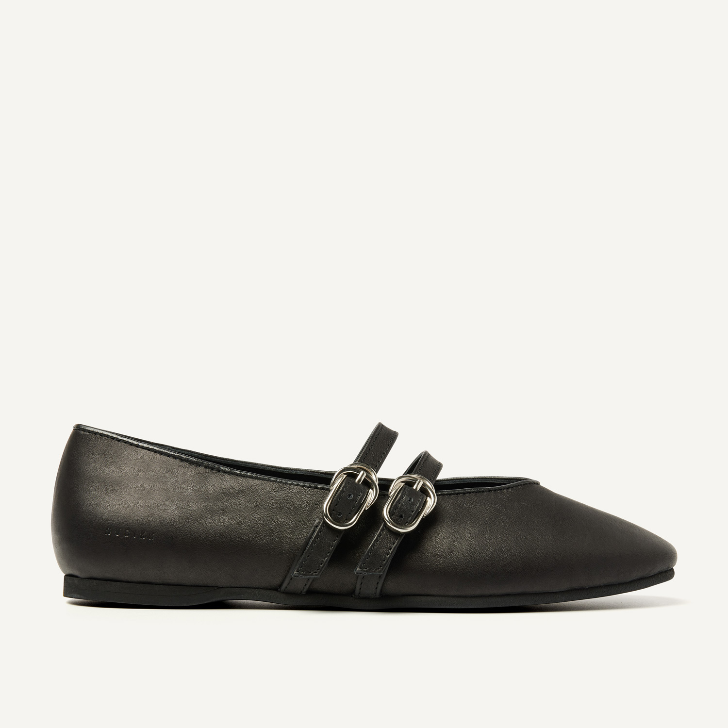 Gisele Grace | Black Leather Ballerina's for Women