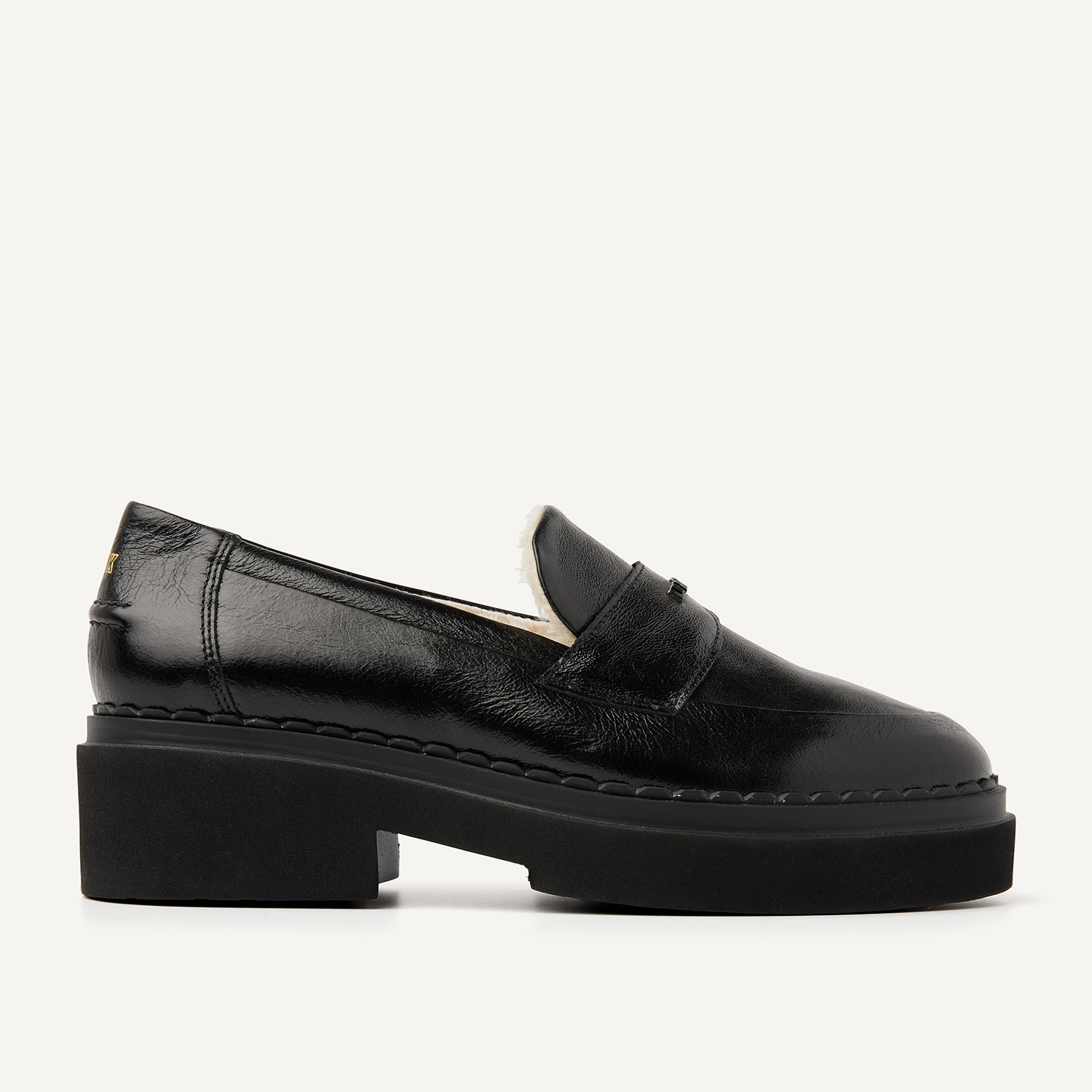 Chunky black sale patent loafers